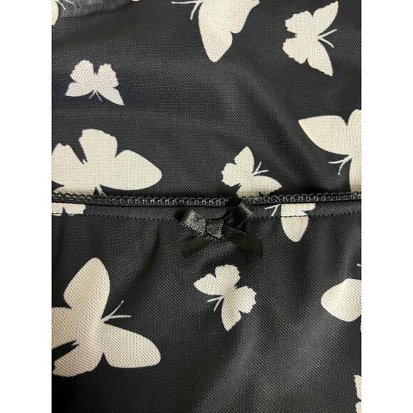 Wild Fable Black White Butterfly Mini Slip Skirt Ruffle Hem Bow Pull on Small - Picture 3 of 5